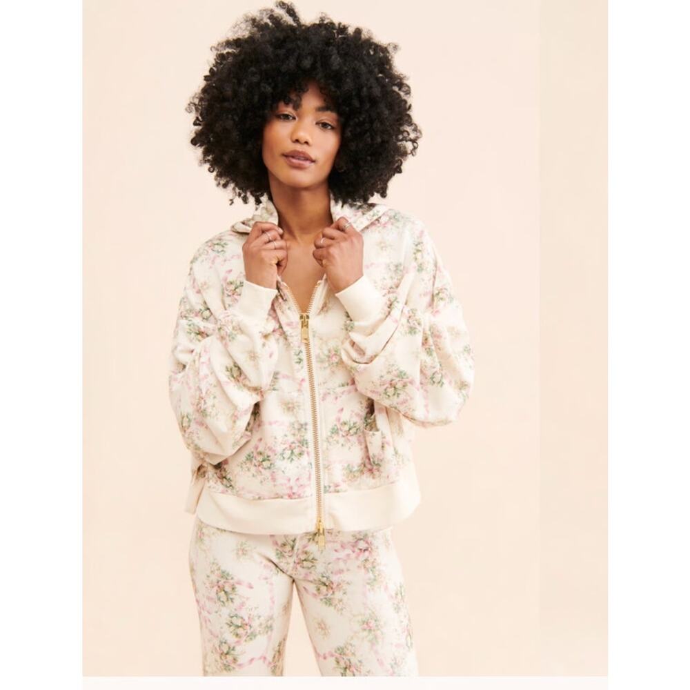Selkie x Anthropologie Floral Zip Up Jacket Modal Blend M Cottagecore
